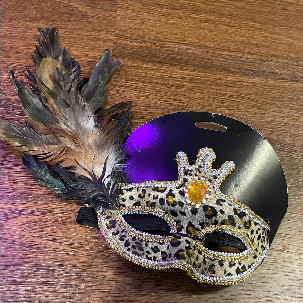3/$15 Leopards and feather masquerade mask